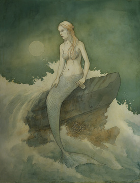 Painting of mermaid by Jameson Gardner Art